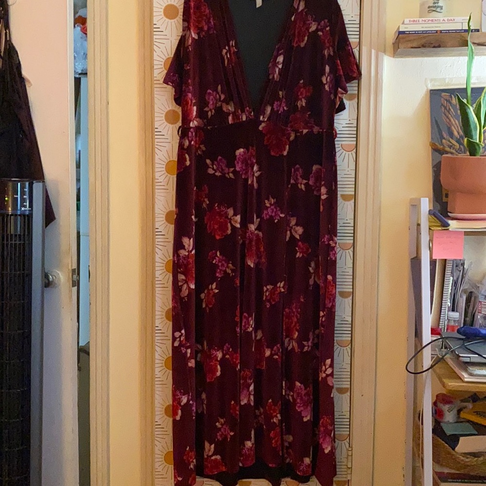 ASOS design curve velvet floral maxi dress